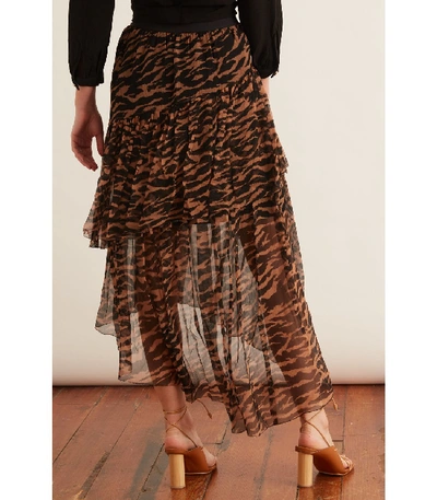 Shop Zimmermann Wavelength Tiered Skirt In Sumatran Stripe In Animal Print