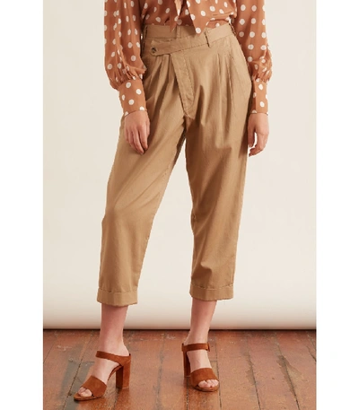 Shop R13 Cropped Triple Pleat Crossover Pant In Khaki In Neutrals