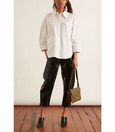 Shop Tibi Garment Dyed Twill Oversized Cocoon Shirt In White