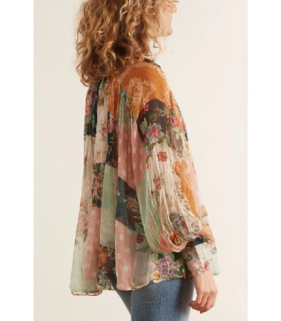 Shop Zimmermann Wavelength Smock Blouse In Patchwork Floral In Multi