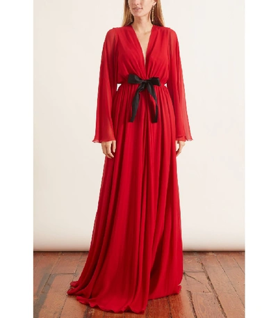 Shop Giambattista Valli Chiffon Gown With Bow In Rubino In Red