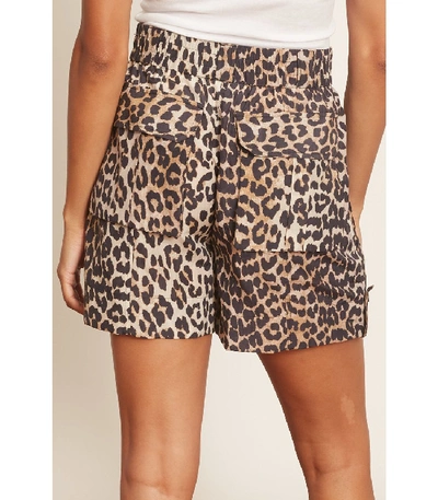 Shop Ganni Cotton Silk Shorts In Leopard In Leoapard