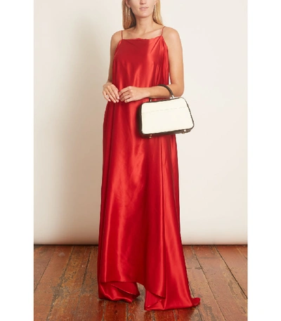 Shop Bernadette Meredith Silk Satin Dress In Ruby Red