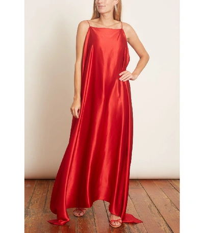 Shop Bernadette Meredith Silk Satin Dress In Ruby Red