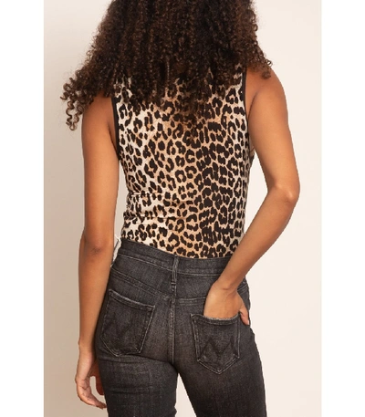 Shop Ganni Rayon Bodysuit In Leopard