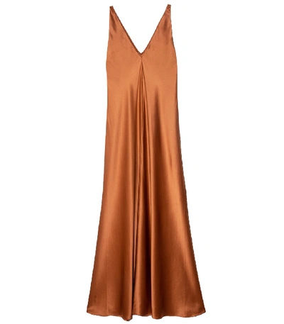 Shop Co Sleeveless V-neck Silk Charmeuse Dress In Pper In Orange