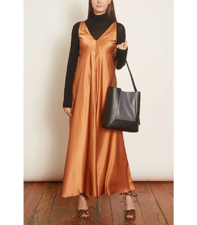 Shop Co Sleeveless V-neck Silk Charmeuse Dress In Pper In Orange