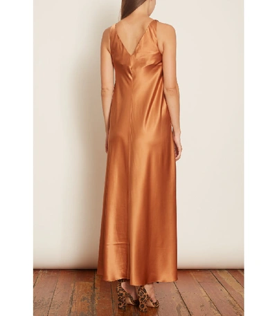 Shop Co Sleeveless V-neck Silk Charmeuse Dress In Pper In Orange