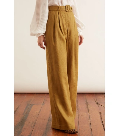 Shop Zimmermann Wavelength Wide Leg Trouser In Olive In Green