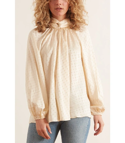 Shop Zimmermann Wavelength Twist Neck Blouse In Champagne In White