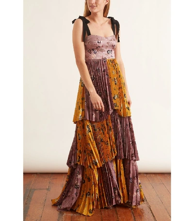 Shop Silvia Tcherassi Daria Dress In Floral Lavender/mustard In Multi
