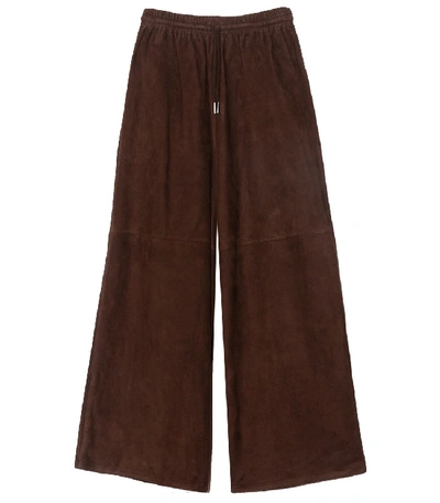 Shop Co Wide Leg Suede Pant In Brown
