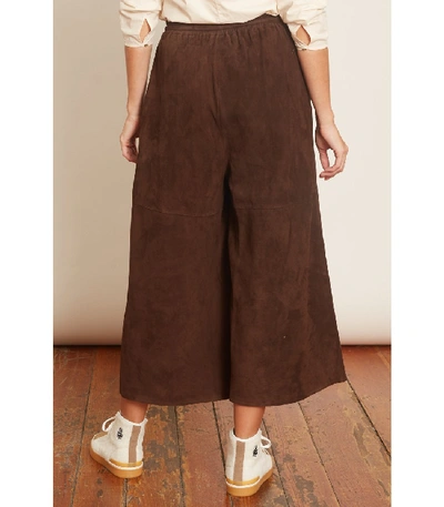 Shop Co Wide Leg Suede Pant In Brown
