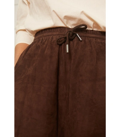 Shop Co Wide Leg Suede Pant In Brown