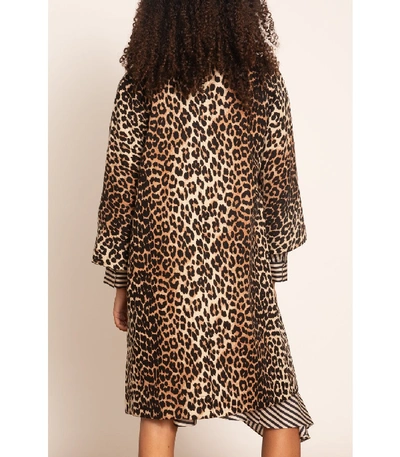 Shop Ganni Linen Canvas Jacket In Leopard