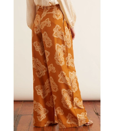 Shop Zimmermann Wavelength Waist Tie Trouser In Gold Paisley In Orange