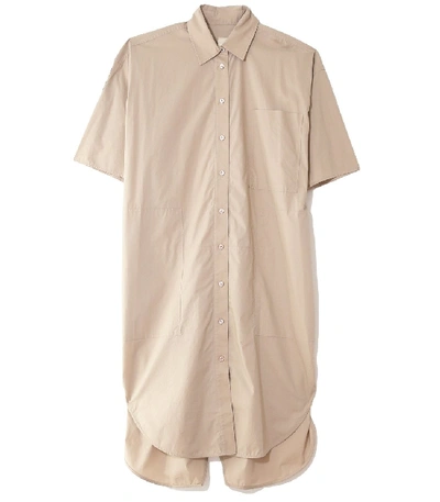 Shop Lee Mathews Poplin Short Sleeve Shirt Dress In Sand In Neutrals