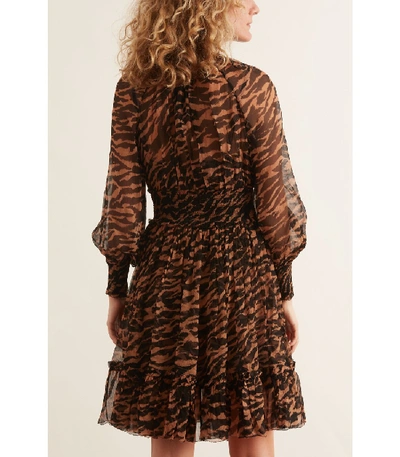 Shop Zimmermann Wavelength Shirred Mini Dress In Sumatran Stripe In Animal Print