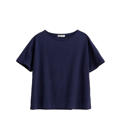 Shop Alex Mill Slub Cotton Boxy Boatneck Tee In Dark Navy In Blue