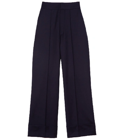 Shop Dice Kayek Wide Leg Cuffed Trouser In Navy In Blue