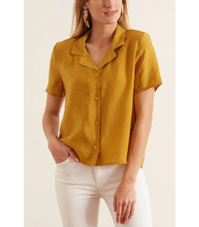 Shop Samsoe & Samsoe Joni Short Sleeve Shirt In Honey In Yellow