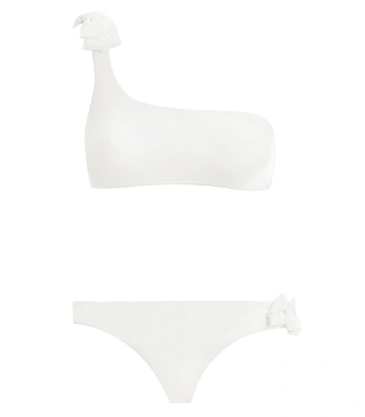 Shop Zimmermann Peggy Bow Bikini In Ivory In White