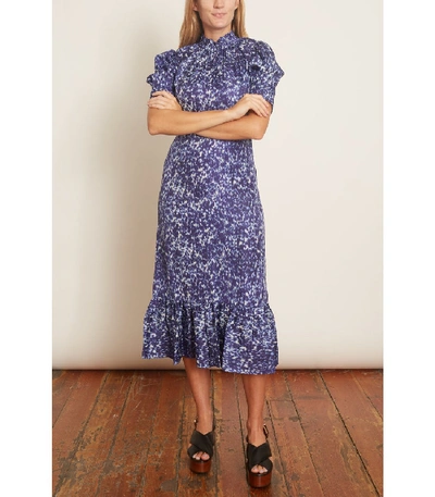 Shop Sea Celine Puff Sleeve Dress In Lapis In Purple