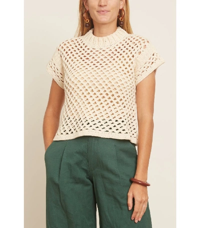 Shop Apiece Apart Ami Cropped Net Knit Top In Cream In White