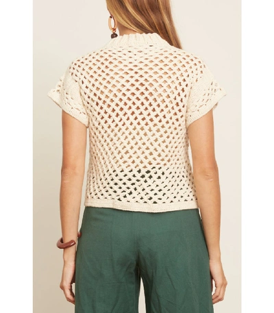 Shop Apiece Apart Ami Cropped Net Knit Top In Cream In White