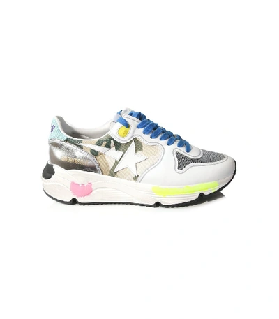 Shop Golden Goose Running Sole Sneakers In White Leather/camo/white Star In Multi