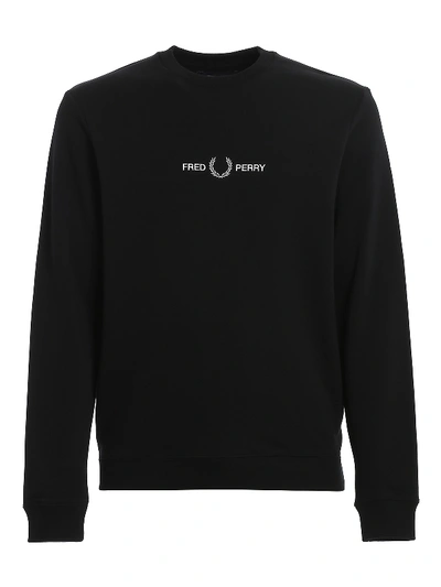 Shop Fred Perry Logo Embroidery Sweatshirt In Black