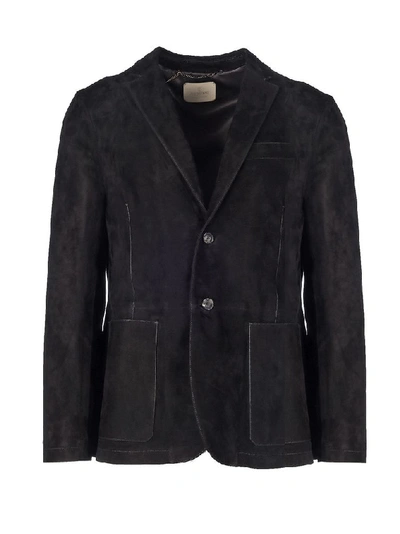 Shop Ajmone Men's Black Suede Blazer