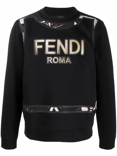 Shop Fendi Men's Black Cotton Sweatshirt