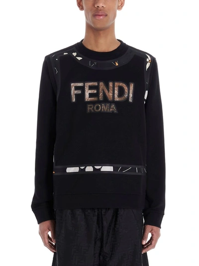 Shop Fendi Men's Black Cotton Sweatshirt