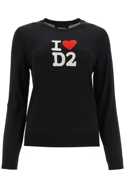 Shop Dsquared2 I Love D2 Sweater In Black (black)