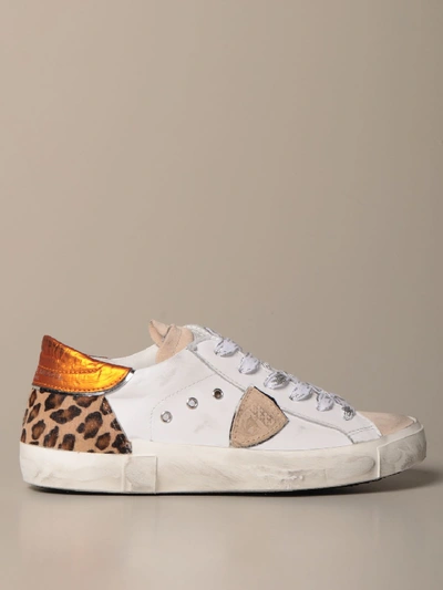 Shop Philippe Model Sneakers In Leather And Pony Skin In White