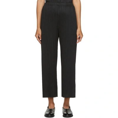 Shop Issey Miyake Pleats Please  Black Cropped Trousers In 15 Black