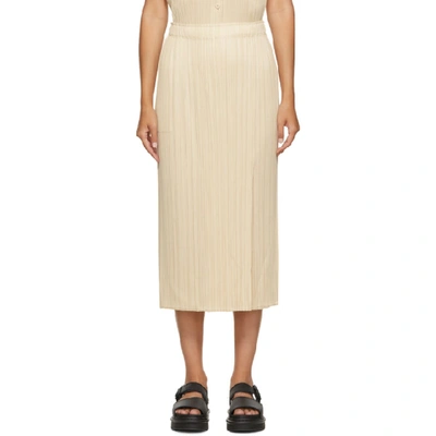 Shop Issey Miyake Pleats Please  Beige Pleated Mid-length Skirt In 04 Ivory