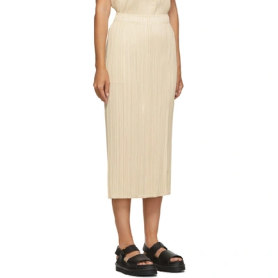 Shop Issey Miyake Pleats Please  Beige Pleated Mid-length Skirt In 04 Ivory