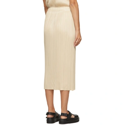 Shop Issey Miyake Pleats Please  Beige Pleated Mid-length Skirt In 04 Ivory