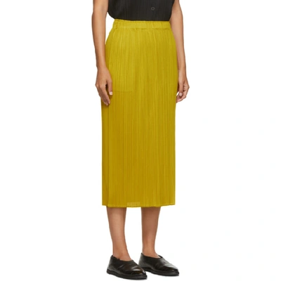 Shop Issey Miyake Pleats Please  Yellow Pleated Mid-length Skirt In 53 Canary