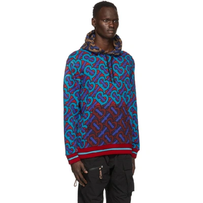 Shop Burberry Blue And Red Manslow Hoodie In Red A2176