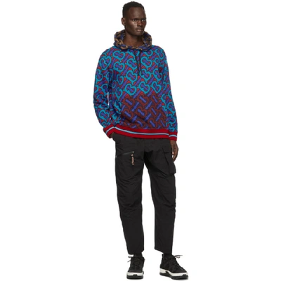 Shop Burberry Blue And Red Manslow Hoodie In Red A2176