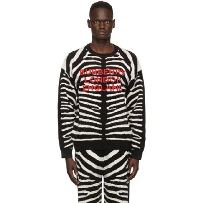 Shop Burberry Black & White Jacquard Zebra Sweater