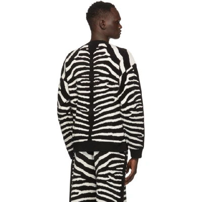 Shop Burberry Black & White Jacquard Zebra Sweater