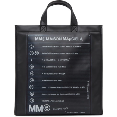 Shop Mm6 Maison Margiela Black Print Logo Tote In H1669 Black
