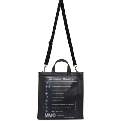 Shop Mm6 Maison Margiela Black Print Logo Tote In H1669 Black