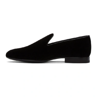 Shop Versace Black Velvet Logo Loafers In D41oh Black