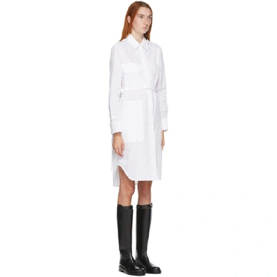 Shop Helmut Lang White Belted Shirt Dress