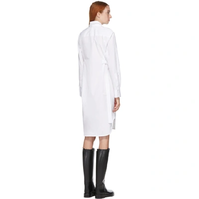 Shop Helmut Lang White Belted Shirt Dress